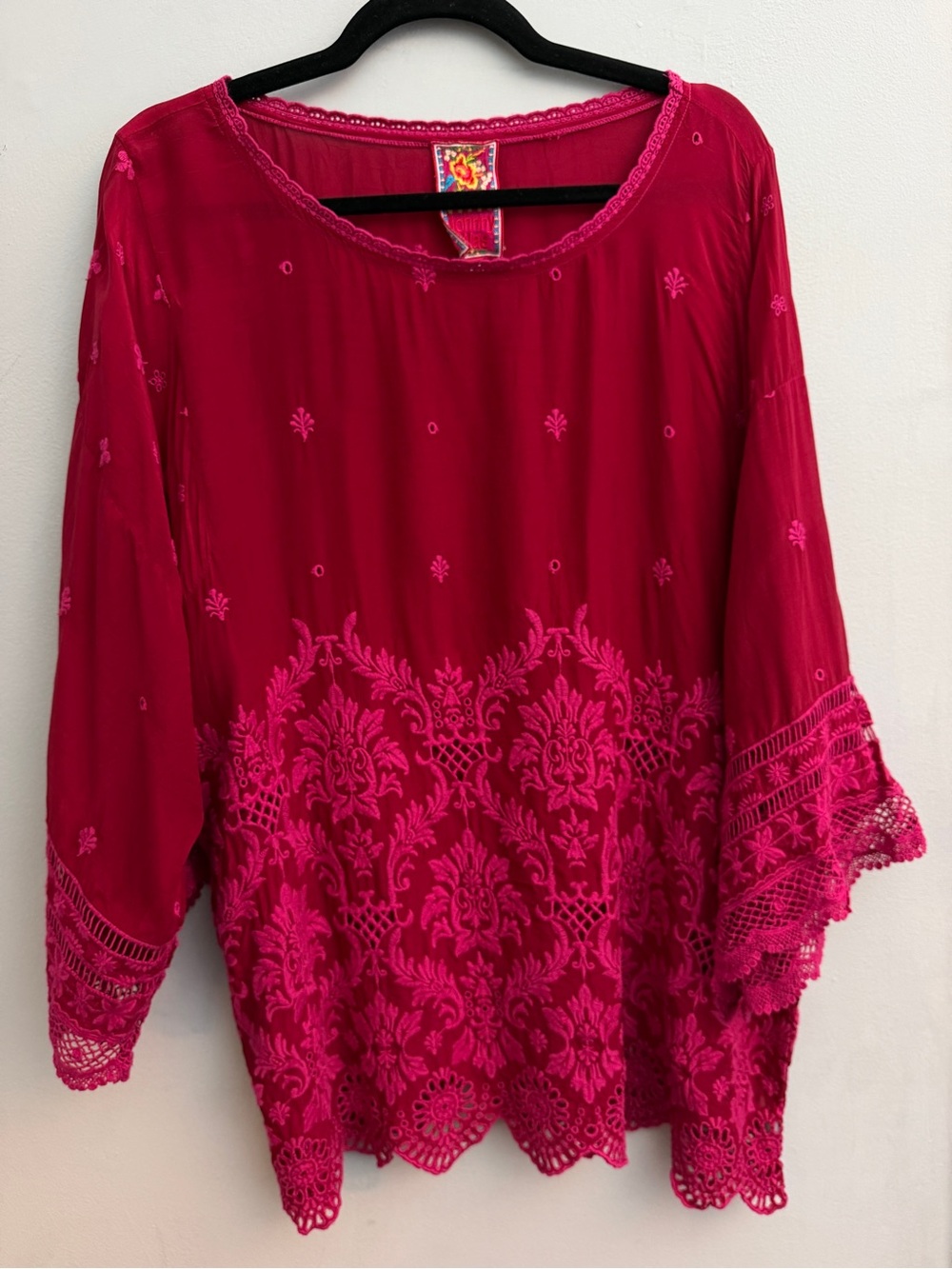 Johnny Was Embroidered Tunic Blouse, Size XXL